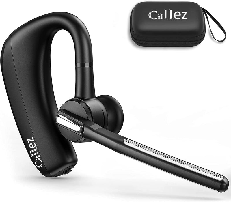 Bluetooth Headset for iPhone Android Cell Phone, Bluetooth Earpiece V5.0 with CVC8.0 Dual Mic Noise Cancelling & Mute/Volume Buttons, Hands-Free Wireless Headset for Trucker Business Office Black