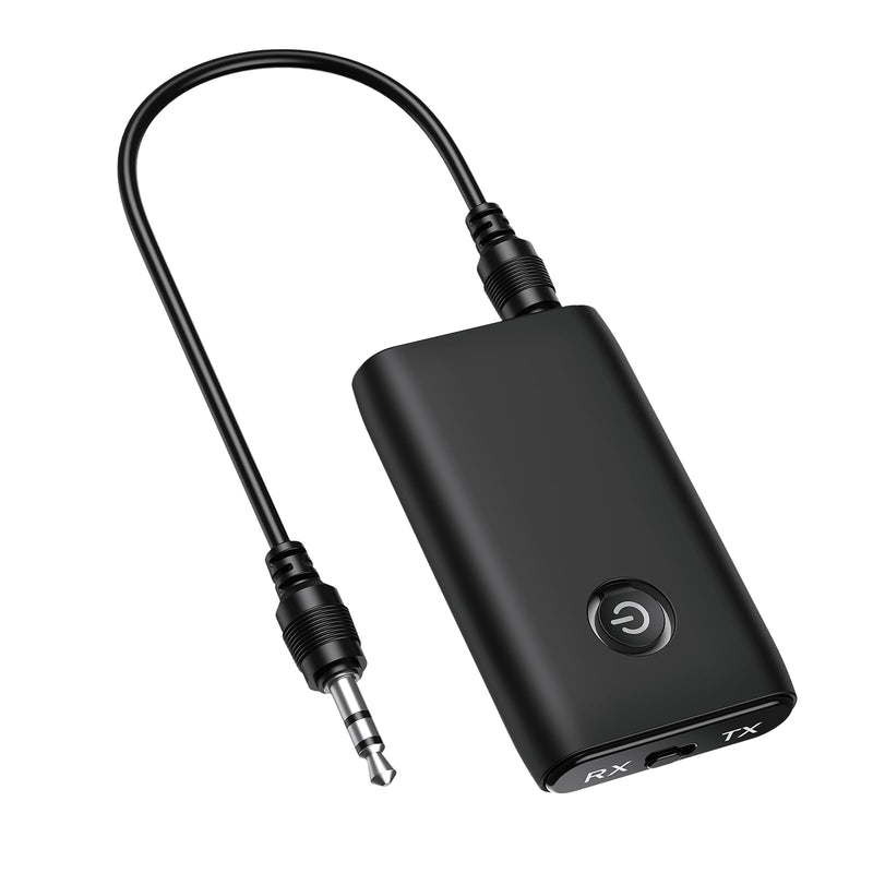 Bluetooth Transmitter Receiver 2 in 1, Hands-Free Call Aux Bluetooth Adapter for Car, Wireless Bluetooth Car Adapter, 3.5mm Bluetooth Audio Adapter Car Home Audio System Headphones Airplane RX+TX Black