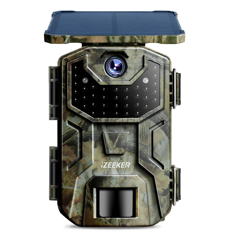 [AUSTRALIA] - iZEEKER Solar Trail Camera 36MP 2.7K 30fps with Night Vision 5200 mAh Rechargeable Lithium Battery No Glow Infrared LEDs, Game Camera with Motion Activated IP66 Waterproof for Outdoor Monitoring 