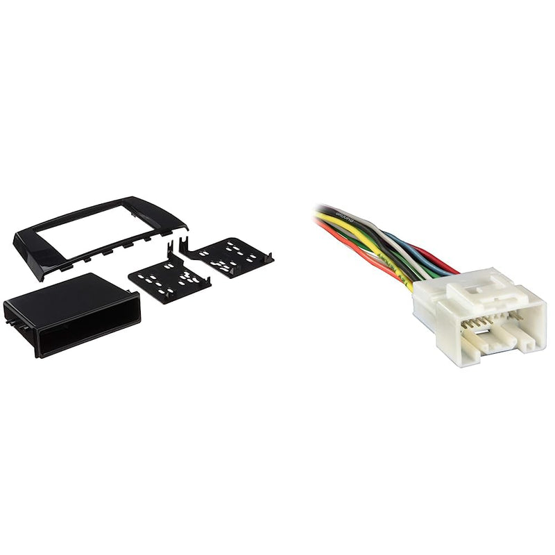 Metra 99-7016GHG Single DIN Dash Kit for Select 2014 and Up Mitsubishi Mirage Vehicles (Charcoal) and Metra 70-7005 Radio Wiring Harness for 07 Mitsubishi Auto Part+ Wiring Harness