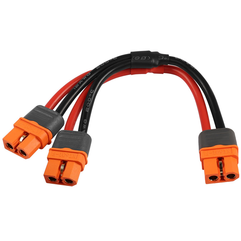 GELRHONR Short 12AWG XT60i to 2 x XT60i Parallel Cord,15Cm XT60i-F Female to Dual XT60i Female Splitter Cable for RC LiPO Ebike