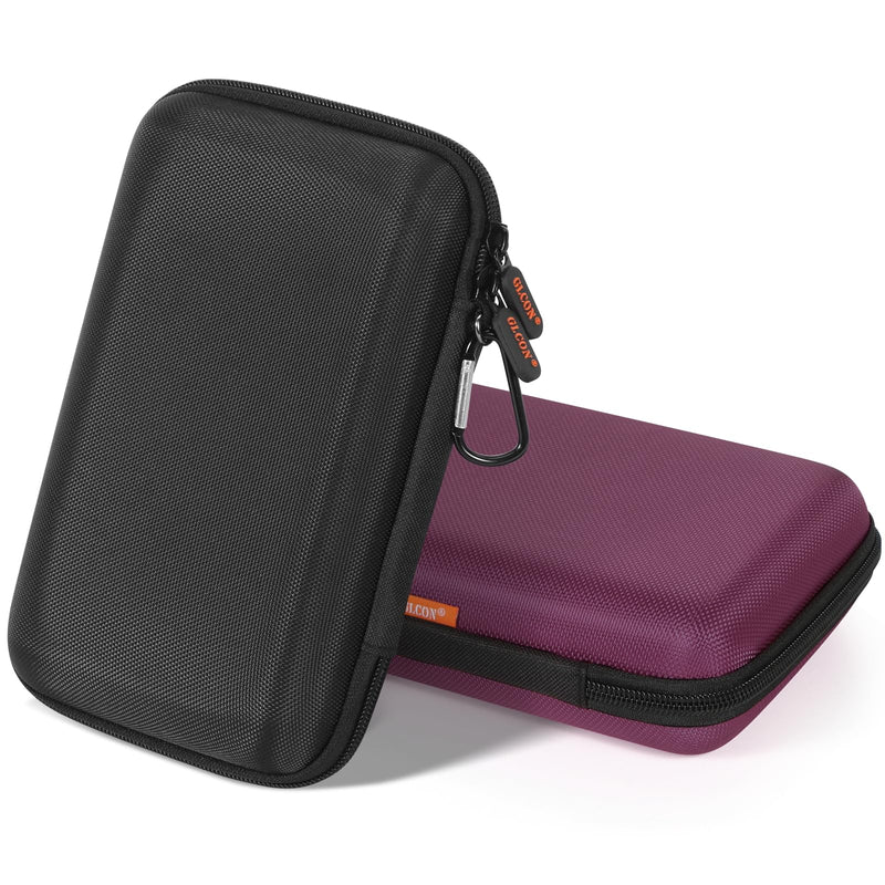 Shockproof Hard Shell Carrying Case, Large Capacity Storage Pouch Bag | Fits GPS, External Hard Drive, Power Bank, Charger, Cable, Travel Tech Organizer, Durable EVA Material Z Black and Deep Purple