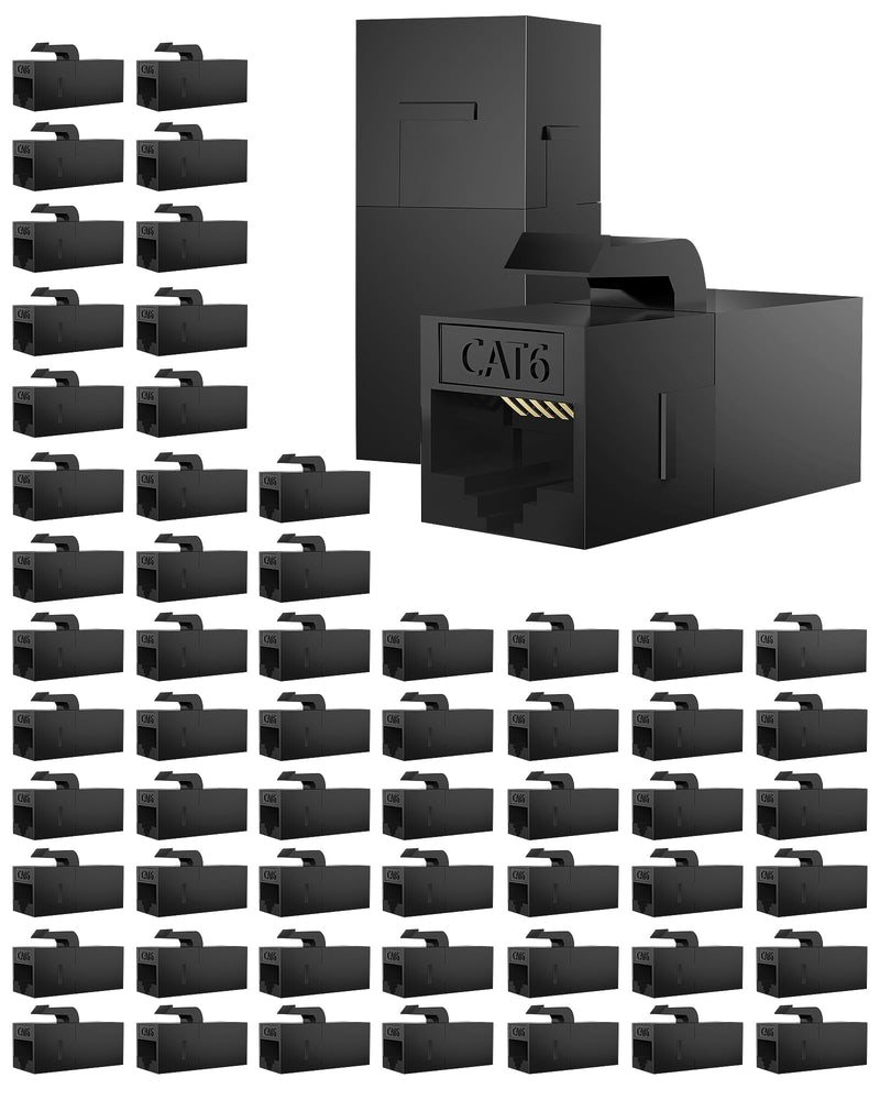 60 Pack Rj45 Coupler Cat6 Cat5 Cat5e Keystone Jack, Black | Network Cable Couplers Extender Adapter Wall Inline Patch Panel Connectors 60Pack Cat6 UTP