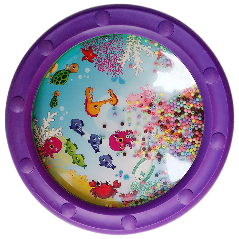 Ocean Drum Wave Bead Drum Gentle Sea Sound Music Gift Educational Tool Percussion Instruments Drum，10 Inch Fish Graphic Sea Drum (1 Pcs) 1 Pcs