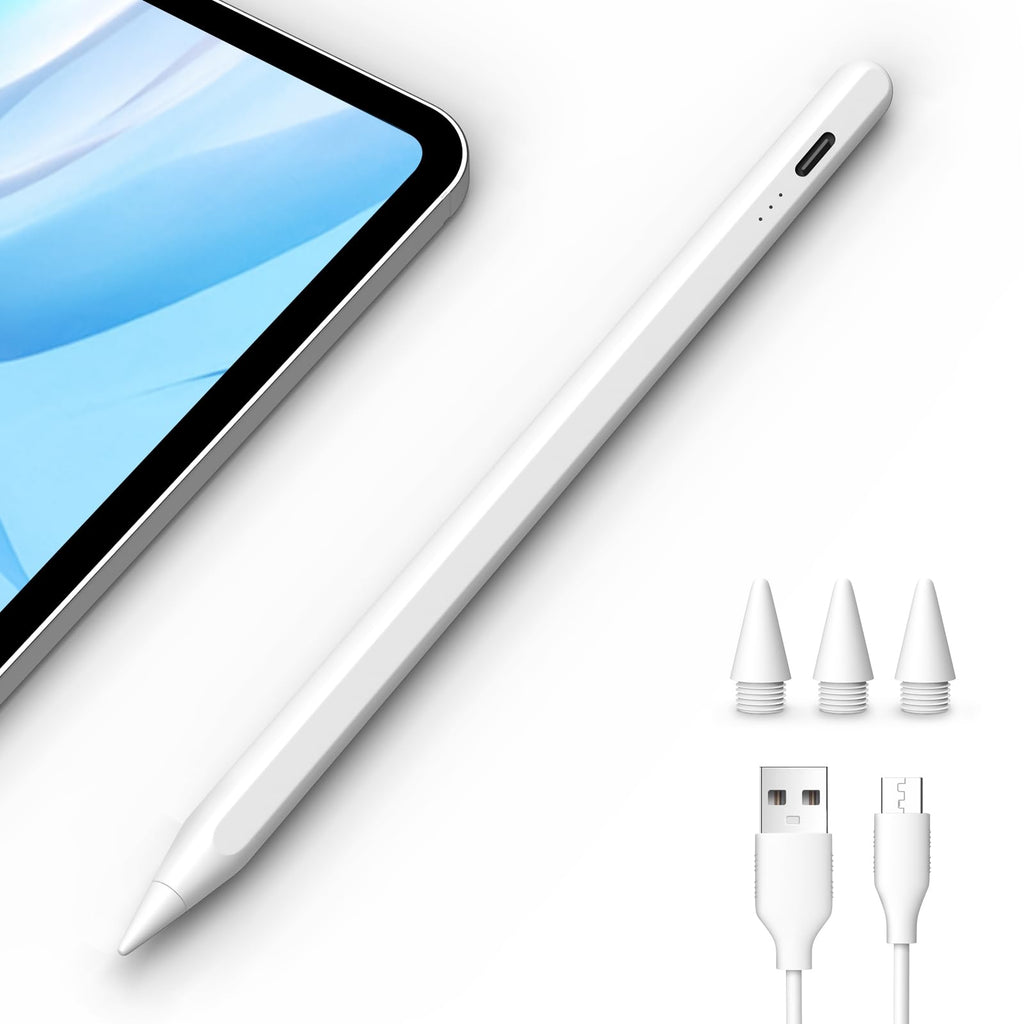 Fast Charge Stylus Pen for iPad, Palm Rejection & Tilt Sensitivity, Compatible with iPad Pro 11/12.9in, iPad 6/7/8/9/10, iPad Air 3/4/5, iPad Mini 5/6 White