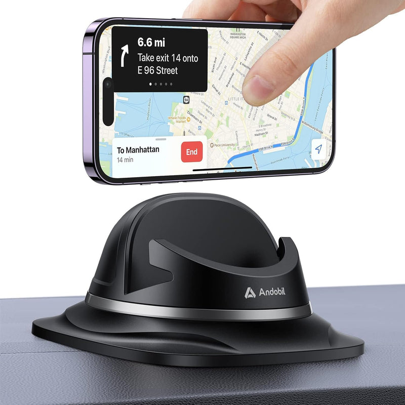 andobil 2026 Upgraded Car Phone Holder Mount, Ultra Stable & Silicone Phone Holders for Your Car 360° Rotatable Dashboard Cell Phone Holder Mount for iPhone 17 Pro Max/16/15/14/13/12/ Samsung Black