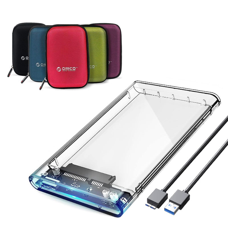 ORICO Tool-Free Clear 2.5 Inch Hard Disk + Waterproof 2.5 inch External Drive Storage Carrying Bag