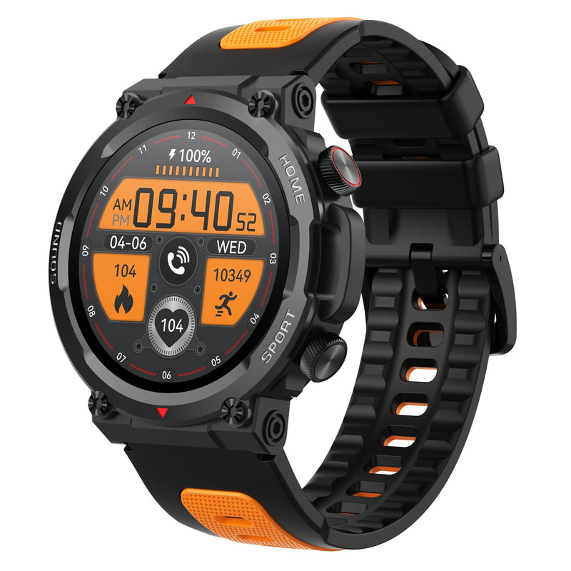 Loluka Military Smart Watches for Men Tactical Smartwatch Make Answer Calls Heart Rate Monitor Fitness Tracker for Exercise Data 100+ Sport Modes Compatible with Android iOS black