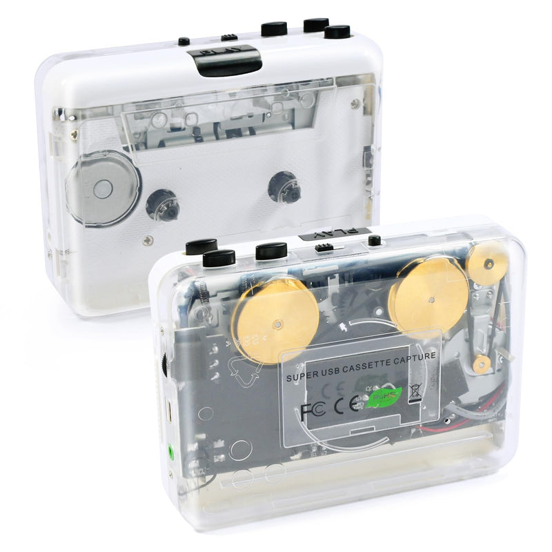 [AUSTRALIA] - Auto Reverse ＆Clear Stereo Cassette Player,Built-in Cool Copper Wheel Movement＆Earphone,Cassette Tape to MP3 Converter with Tape Converter Software,Powered by USB Power Cord or AA Battery 