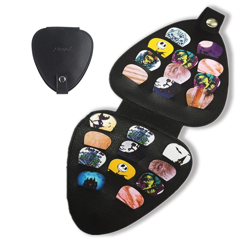 [AUSTRALIA] - Guitar Pick Holder Case with 22pcs for Acoustic Electric Guitar, Variety Pack Picks Storage Pouch Box, PU Leather Guitar Plectrums Bag, Gift for Guitar Players (Case Only) 