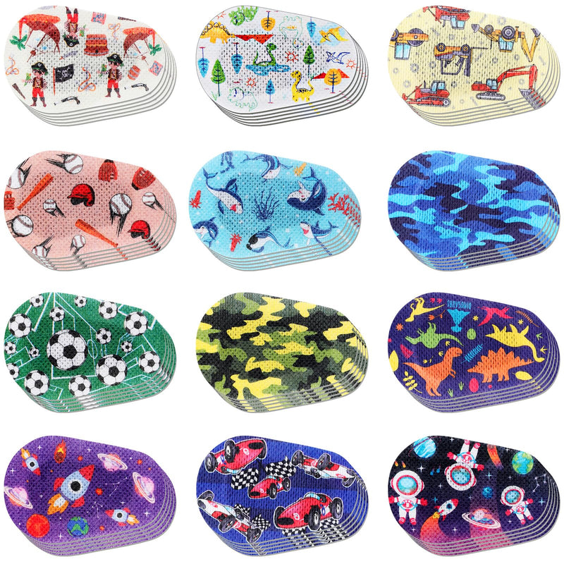 60 Pcs Adhesive Eye Patches for Kids Boys, 12 Styles Eye Patches Cute Boys Toddler Eye Patch Bandages 60