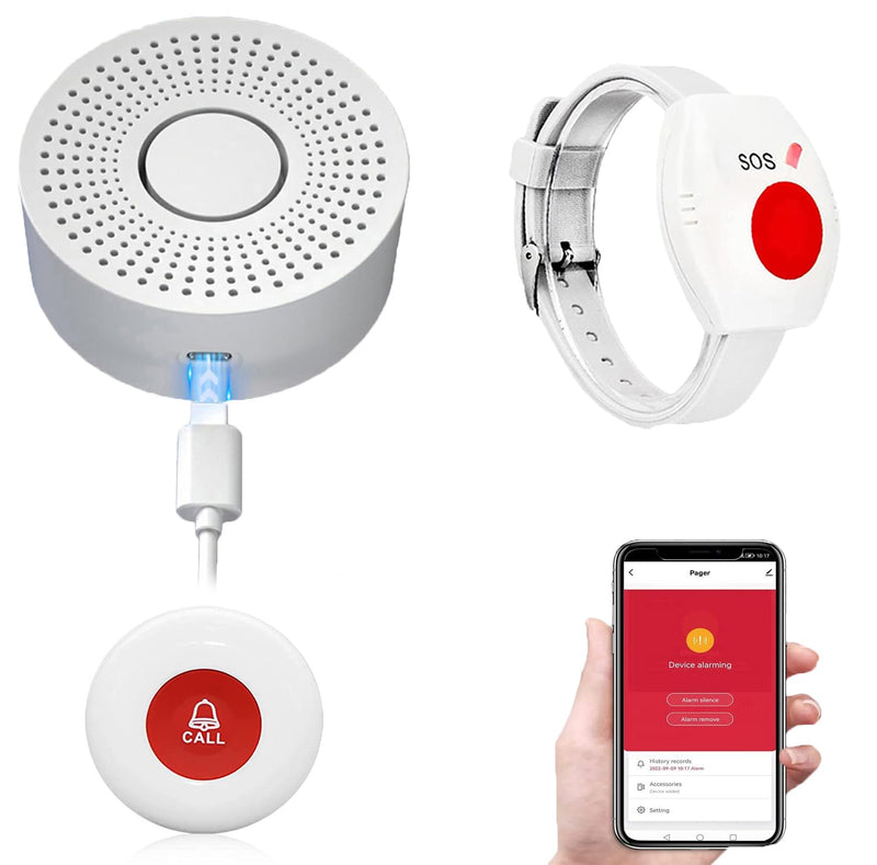 WiFi Caregiver Pager Call Button Wireless Nurse Alert Call Bell Emergency Alert Pager at Home for Elderly Patients wifi w 2-1