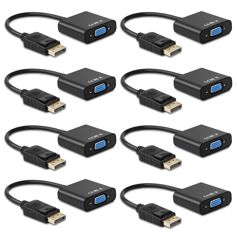 Display Port to VGA Adapter,8 Pack Gold-Plated DisplayPort DP to VGA Converter (Male to Female) for Computer, Desktop, Laptop, PC, Monitor, Projector, HDTV 8Pcs