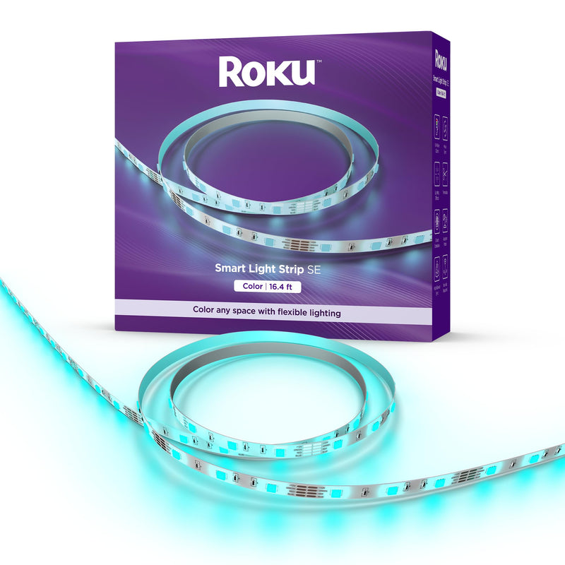Roku Smart LED Light Strip, 16.4ft - Color Options with Adjustable Brightness & Temperature - Peel & Stick WiFi Smart Strip Lights Works Voice, Alexa & Google Assistant - Smart Home Products
