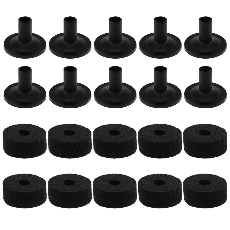 10Sets Cymbal Stand Felt Fisher Kit Plastic Drum Cymbal Stand Sleeves Drum Accessories, Black