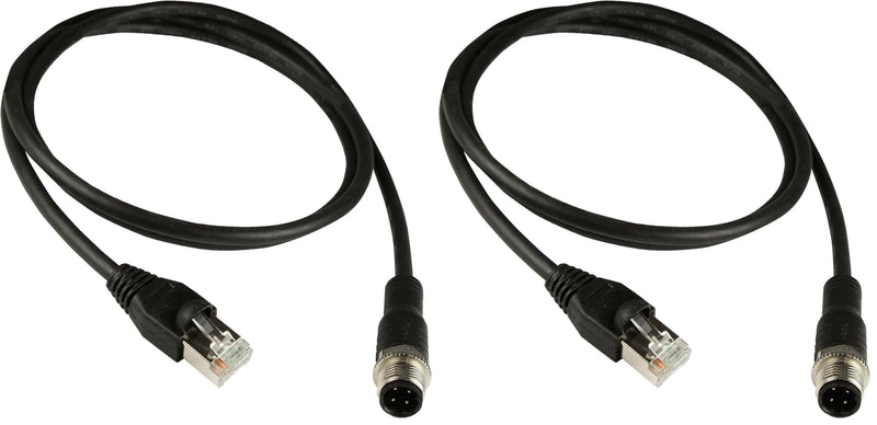 Automation Systems Interconnect ASI ASI-M12-RJ45-11105 M12 4 Position D-Coded Male to RJ45 Male Shielded Cable Assembly, Cat5e SFTP 24 AWG with Black PUR Jacket, 5 M, 16.4 Foot (Pack of 2) 16.4 Foot (Pack of 2)