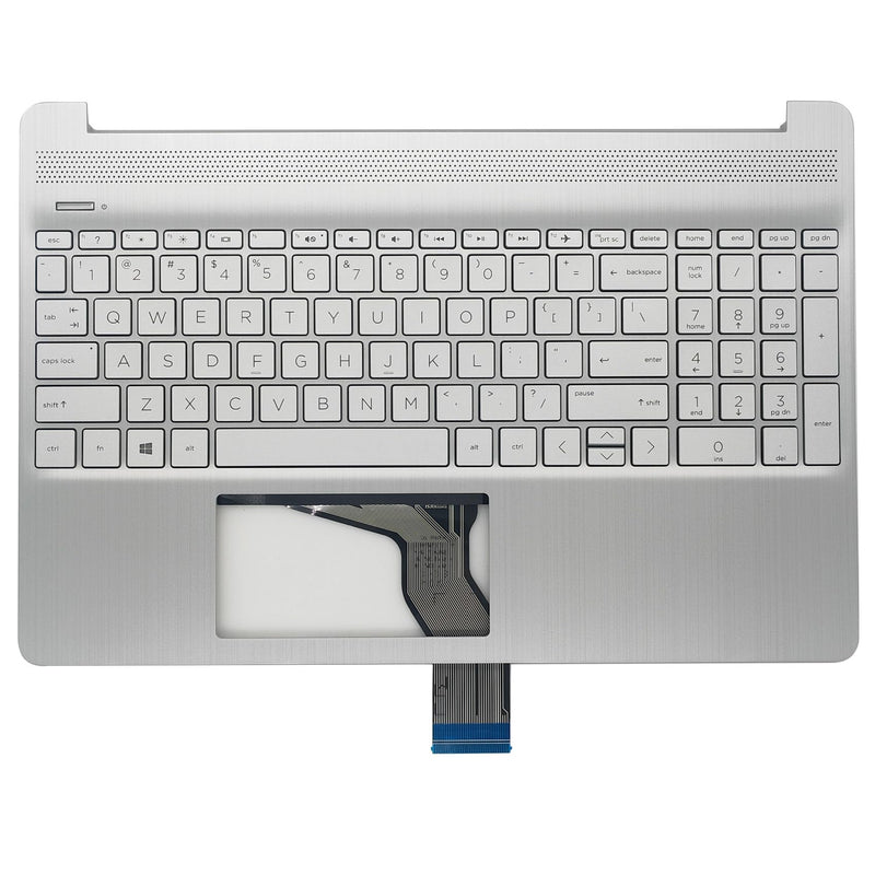 Palmrest with Non-Backlit US Keyboard for HP 15T-DY 15Z-EF 15-DY | 15-EF 15S-EQ 15S-FQ,Natural Silver,P/N M17184-001/L63578-001,Upper Case Top Cover Replacement,US keyboard