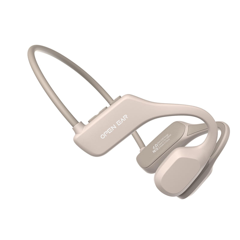 Running Wireless Waterproof Bone Conducting Conduction Headphones Bluetooth Bone Conduction Earbuds Earphones Headset Waterproof Open Ear Earbuds Headphones Wireless Bluetooth Beige
