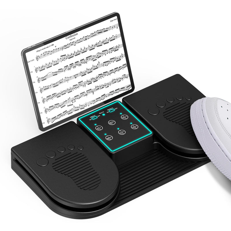 [AUSTRALIA] - Doohoeek Backlit Page Turner Pedal Wireless for iPads Tablets Phones, Rechargeable Universal Foot Pedal with 7-Color Backlit & Sensitive Pedals for Playing Instruments or Prompting 