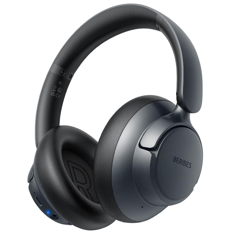 [AUSTRALIA] - BERIBES Upgraded Hybrid Active Noise Cancelling Headphones with Transparent Modes,70H Playtime Bluetooth Headphones Wireless Bluetooth with Mic, Deep Bass,3.5MM Cable,Soft-Earpads,Fast Charging-Black Black 