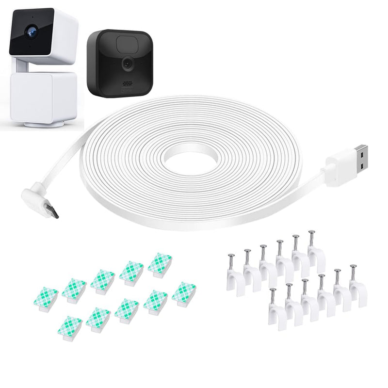 26FT Wyze Cam Pan V3 Cable, Power Cord for Blink Outdoor (3rd Gen),90 Degree L-Shaped Micro USB Power Extension Cable Weatherproof Charging Cord(Not for Wyze Cam V3,Not for Blink 4th Gen) 1PACK 26FT