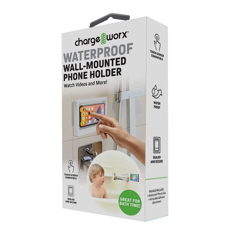 Waterproof Shower Phone Holder | Wall-Mountable Smartphone Holder for Bathroom, Kitchen | Touchscreen Enabled, Anti-Fog, Universally Compatible | Portable, E-Z Install, Secure Hold