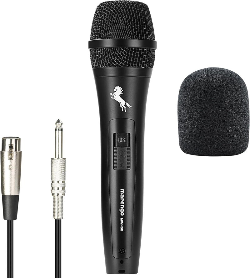 Marengo Dynamic Vocal Microphone for Karaoke Speaker,Wired Handheld Mic with On and Off Switch and 13ft Detachable Cable MWH58