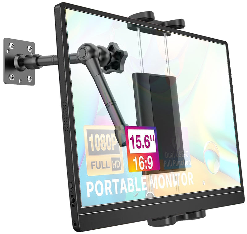 Single Monitor Desktop/Wall Mount Stand - Fits 4.7-15.6'' Monitor, Tablets, Surface Pro - Full Motion Adjustable with Metal Ball Head
