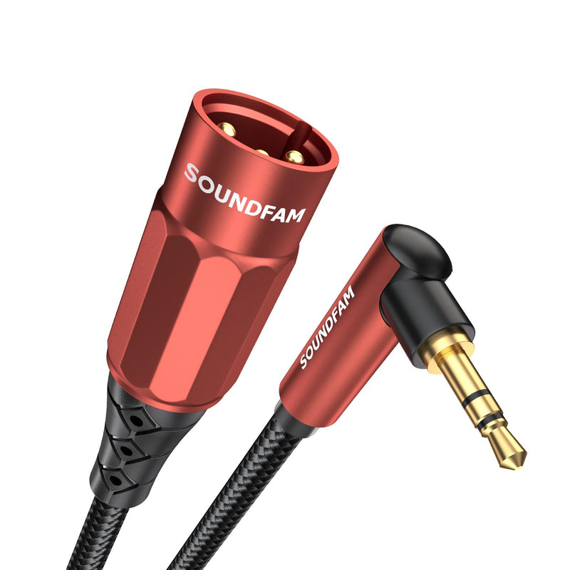 90 Degree Right Angle 3.5mm to XLR Cable Male to Male XLR to 1/8 Inch Cable for Mixing Console, Sound Card, Speaker and More(16 Feet, Wine Red) 16 Feet XLR Male to 3.5MM