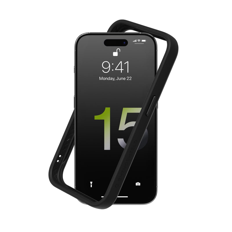 RhinoShield Bumper Case Compatible with [iPhone 15 Pro] | CrashGuard - Shock Absorbent Slim Design Protective Cover 3.5M / 11ft Drop Protection - Black iPhone 15 Pro - Black