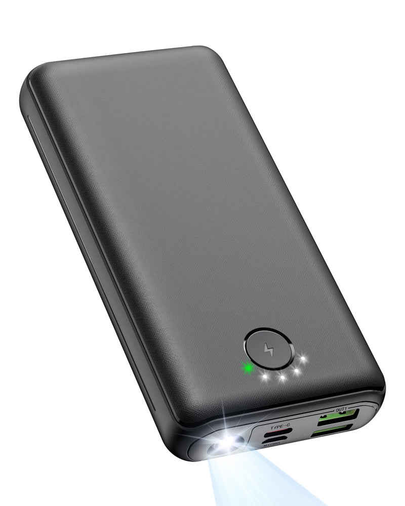 Portable Charger Power Bank 30000mAh - USB C 22.5W Fast Charging External Battery Pack Charging Bank PD QC4.0 with Flashlight 3 Outputs & 2 Inputs Phone Charger for iPhone Samsung Galaxy iPad etc Black