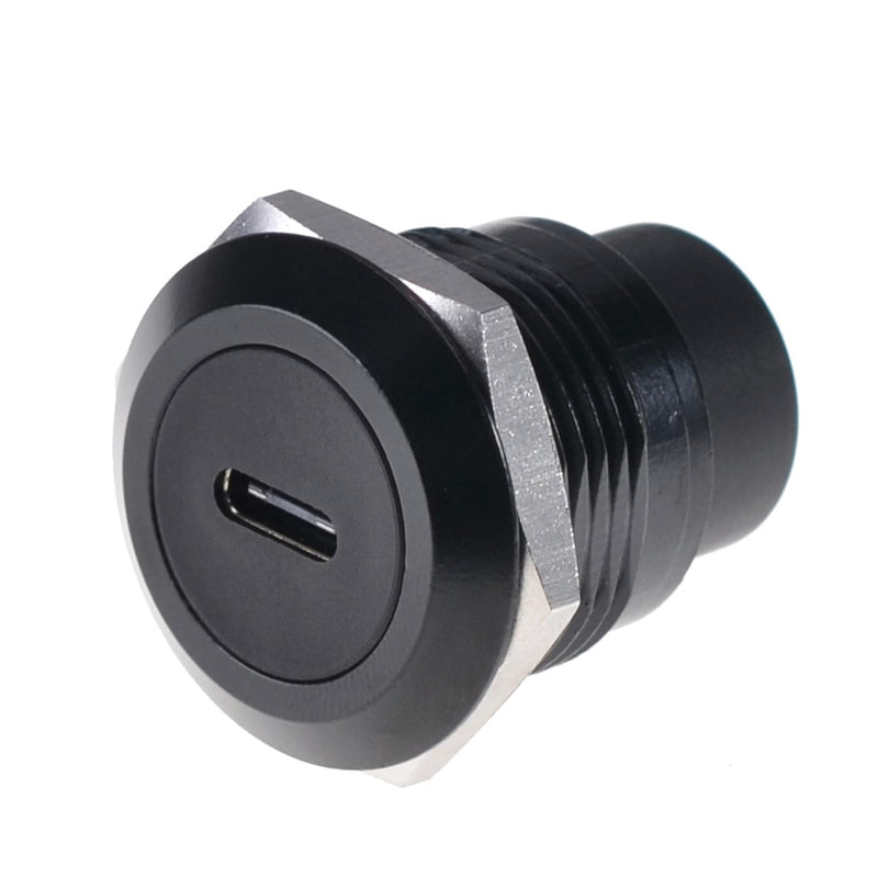 5pack USB C Type-C Coupler Panel Socket Waterproof Connector Bulkhead Feed Through, Circular Inline Cable Female to Female Extension 5 pack Black Circular