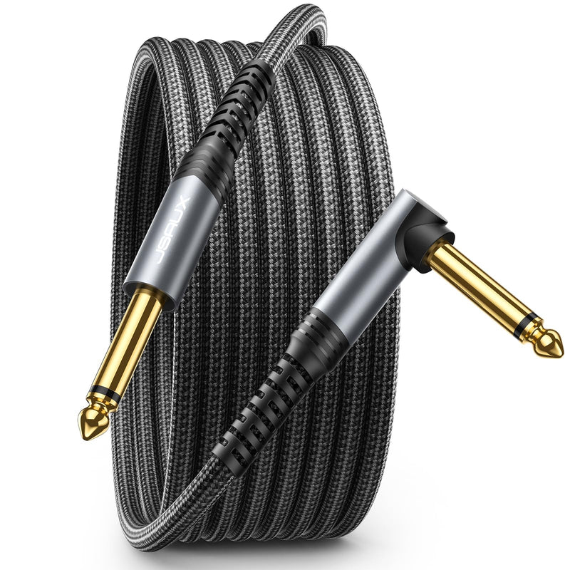 JSAUX 1/4 Inch Guitar Cable 10FT, Guitar Cord Compatible with Electric Guitar, Bass, Drums, Pedals, Amplifiers, Preamps, Mixers, Tuners, Speakers, Acoustic, Right Angle Guitar Cable Grey