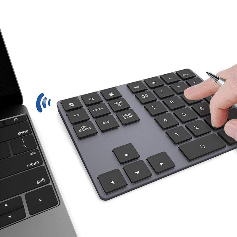 [AUSTRALIA] - Bluetooth Number Pad, Wireless Numeric Keypad, USB-C Rechargeable External 34-Keys Numpad, Financial Data Entry Keyboard for iMac, MacBook Air/Pro, PC Desktop, Laptop Notebook A-Black 