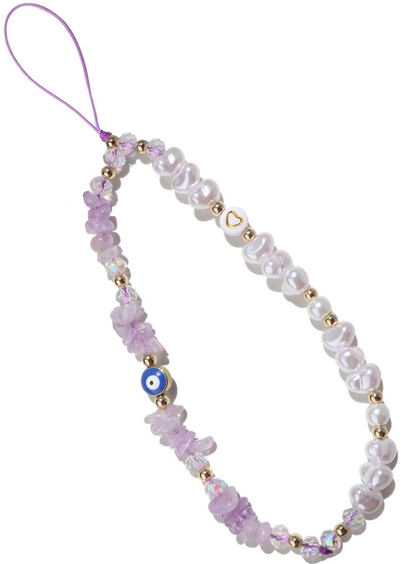 Evil Eye Phone Charm Strap Cell Phone Lanyard Phone Charms Strap Beaded Phone Charms Evil Eye Phone Lanyard Crystal Phone Strap Evil Eye Phone Chain Preppy Phone Charm Kawaii Phone Keychain Violet