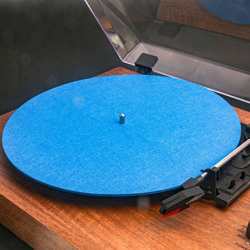 [AUSTRALIA] - Turntable Slipmat Blue Wool Mat, 12 Inch Turntable Mat Anti-Static for LP Vinyl Record?Record Player Accessories Professional Tuning Equipment Improve Sound(Blue) 