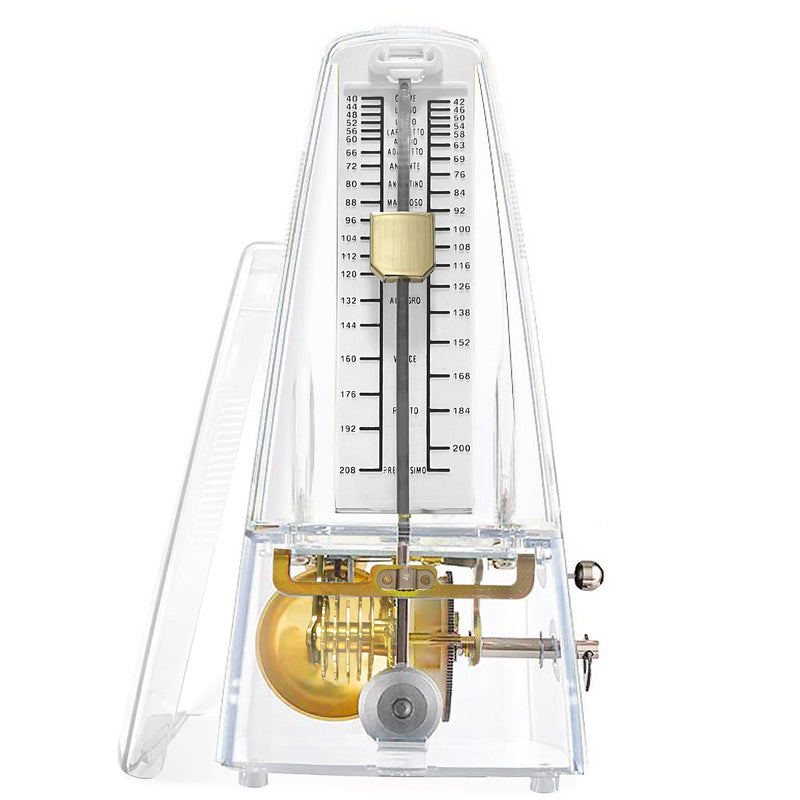 [AUSTRALIA] - SiliPacks Mechanical Music Metronome Elegant Design Music Timer for Drums Piano Bass Violin Guitar Track Tempo and Beat Instrument (Transparent) Transparent 