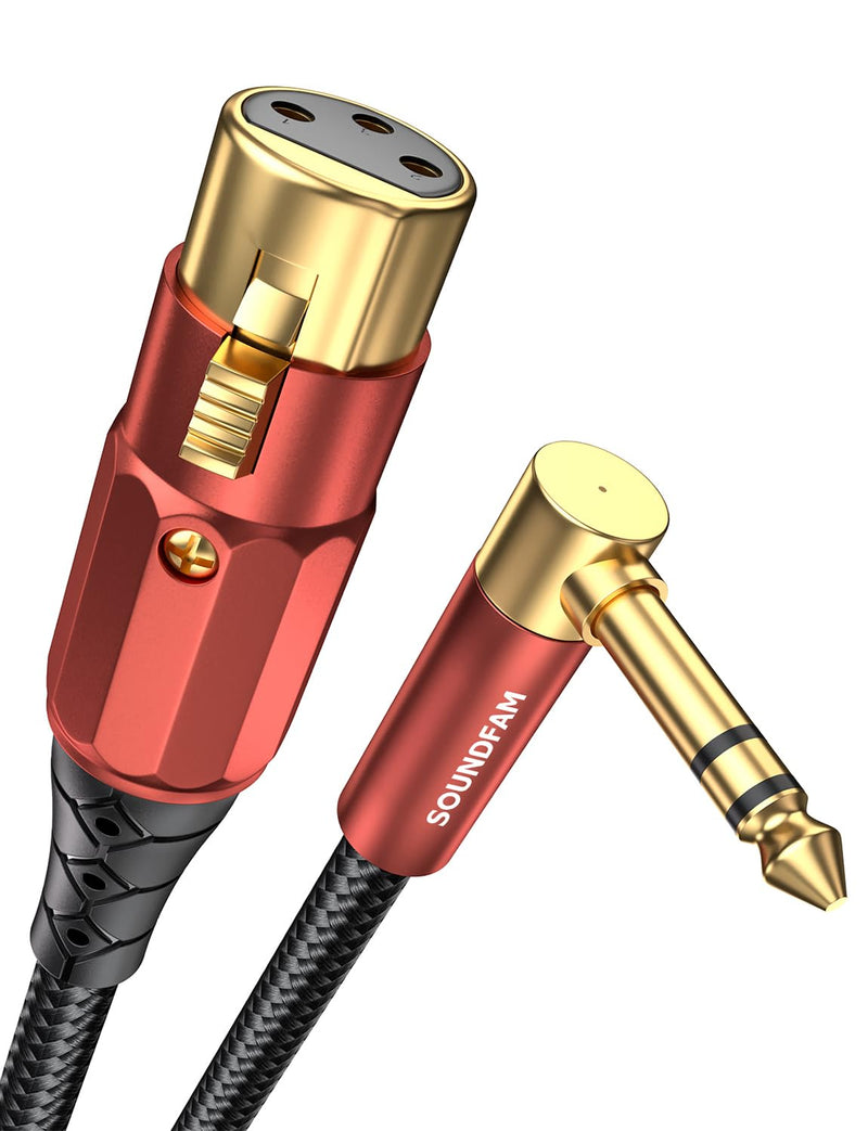 XLR Female to 1/4 Inch 90 Degree Right Angle 6.35mm TRS to XLR Female Balanced Interconnect Cable for Guitar, Subwoofer, Mixer, Microphone(16Feet/5M) 16 Feet Wine Red_XLR Female to 1/4" 6.35mm