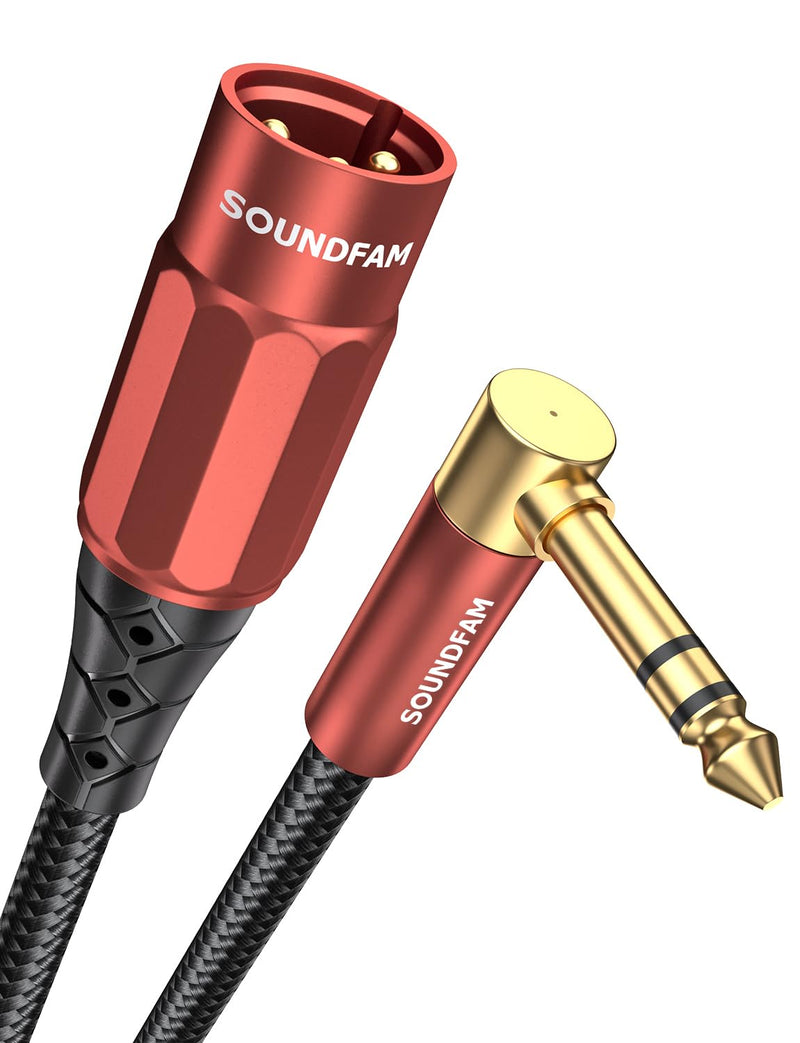 XLR Male to 1/4 Inch 90 Degree Right Angle 6.35mm TRS to XLR Male Balanced Interconnect Cable for Guitar, Subwoofer, Mixer, Amplifier(6Feet/2M) 6 Feet Wine Red_XLR Male to 1/4" 6.35mm