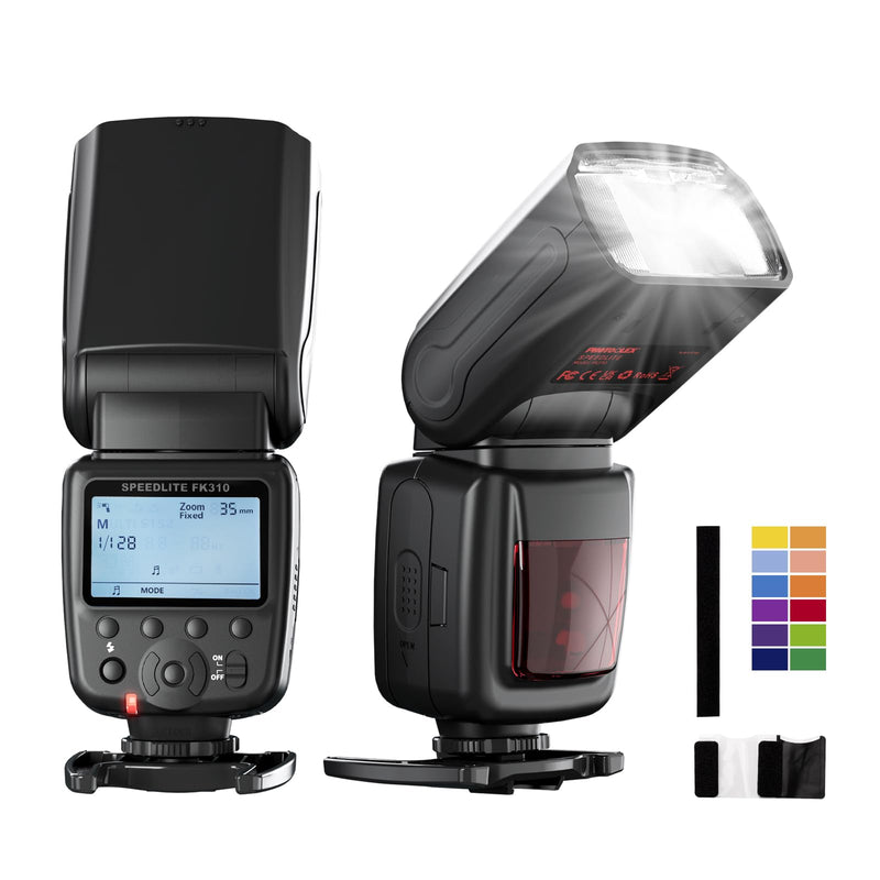 PHOTOOLEX LCD Camera Flash Speedlite for Canon Nikon Sony Panasonic Olympus Fujifilm Pentax Sigma Minolta Leica and Other SLR Digital Cameras and Digital Cameras with Single Contact Hot Shoe FK310