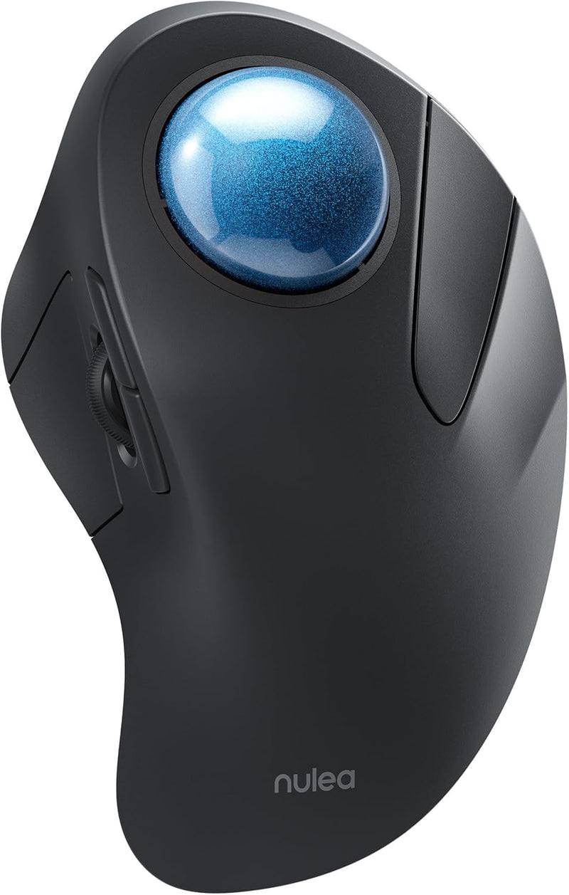 Nulea M505A Wireless Trackball Mouse Ergonomic 44mm Index Finger Control | Rechargeable rollerball mouse with 5 DPI levels,Bluetooth connection,smooth tracking,compatible with PC Mac Windows-Blue B-Blue