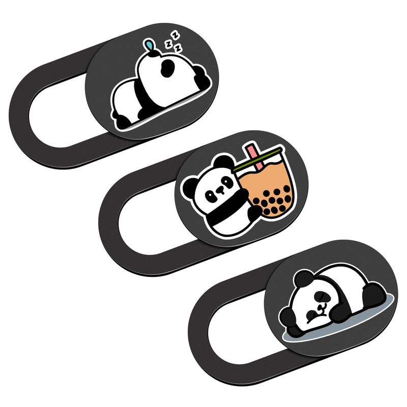 Webcam Cover, 0.02 inch Panda Laptop Camera Cover, Cute Accessories for Laptop PC iPhone iPad iMac MacBook Pro Air Computer Smartphone Tablet, Camera Cover Slide Protect Your Personal Privacy Milk Tea Panda-Black