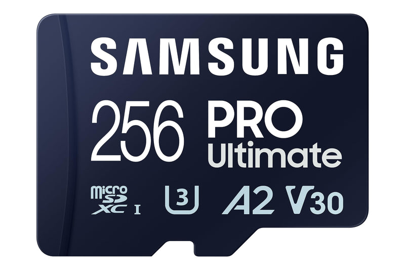 SAMSUNG PRO Ultimate microSD Memory Card + Adapter, 256GB microSDXC, Up to 200 MB/s, 4K UHD, UHS-I, Class 10, U3,V30, A2 for GoPRO Action Cam, DJI Drone, Gaming, Phones, Tablets, MB-MY256SA/AM Micro SDXC PRO Ultimate (200MB/s)