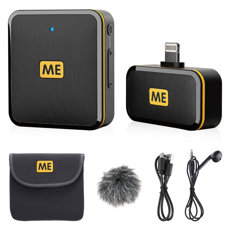 [AUSTRALIA] - ME Wireless Lavalier Microphone for iPhone iPad Phone, MFi Certified, Noise Cancellation, Gain Control, 328ft Transmission, Wireless Lapel Podcast Microphone Mic for Video Recording, Vlogging lightning RX+TX 