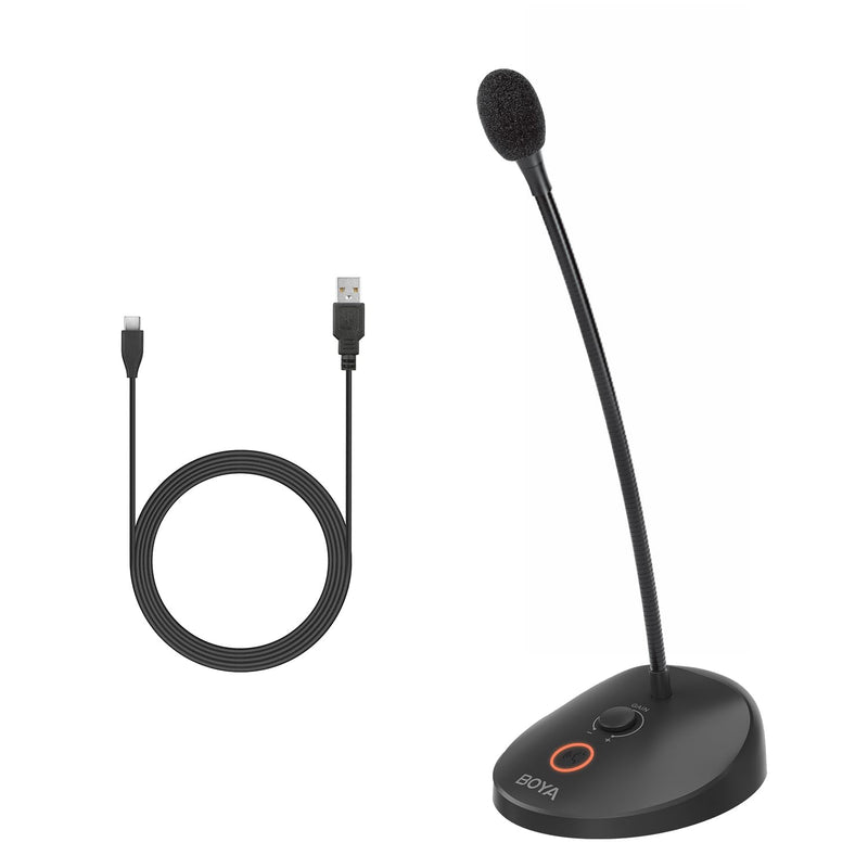 BOYA USB Microphone, Gooseneck with LED Indicator, Mute Button, Gain Adjustment, for Video Conferences, BY-GM12 GM12