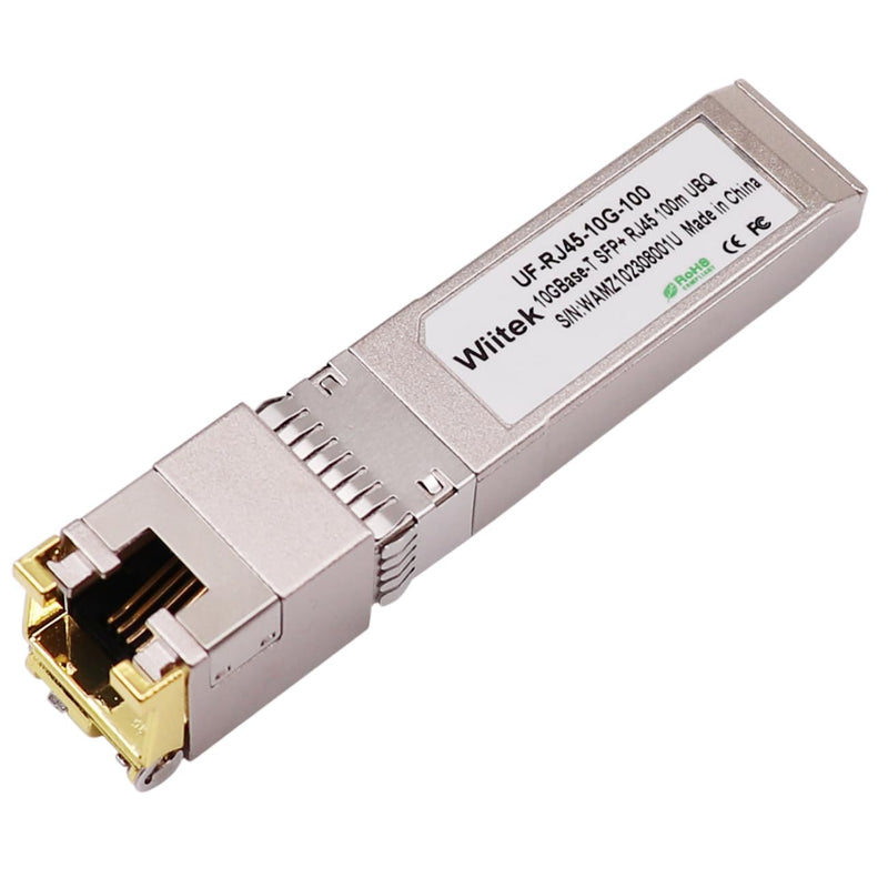 100 Meters, 10Gb SFP+ to RJ45 Modules, 1G/2.5G/5G/10GBase-T Ethernet Copper to SFP+ Transceiver for Ubiquiti UF-RJ45-10G, Plugin 10Gb SFP+ Port, Very Low Power Consumption 100m (10Gbps)