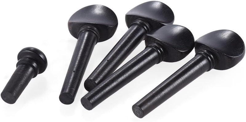 Ebony 5Pieces Violin Tuning Pegs Endpin Set for 4/4 Violin Fiddle Part Replacement