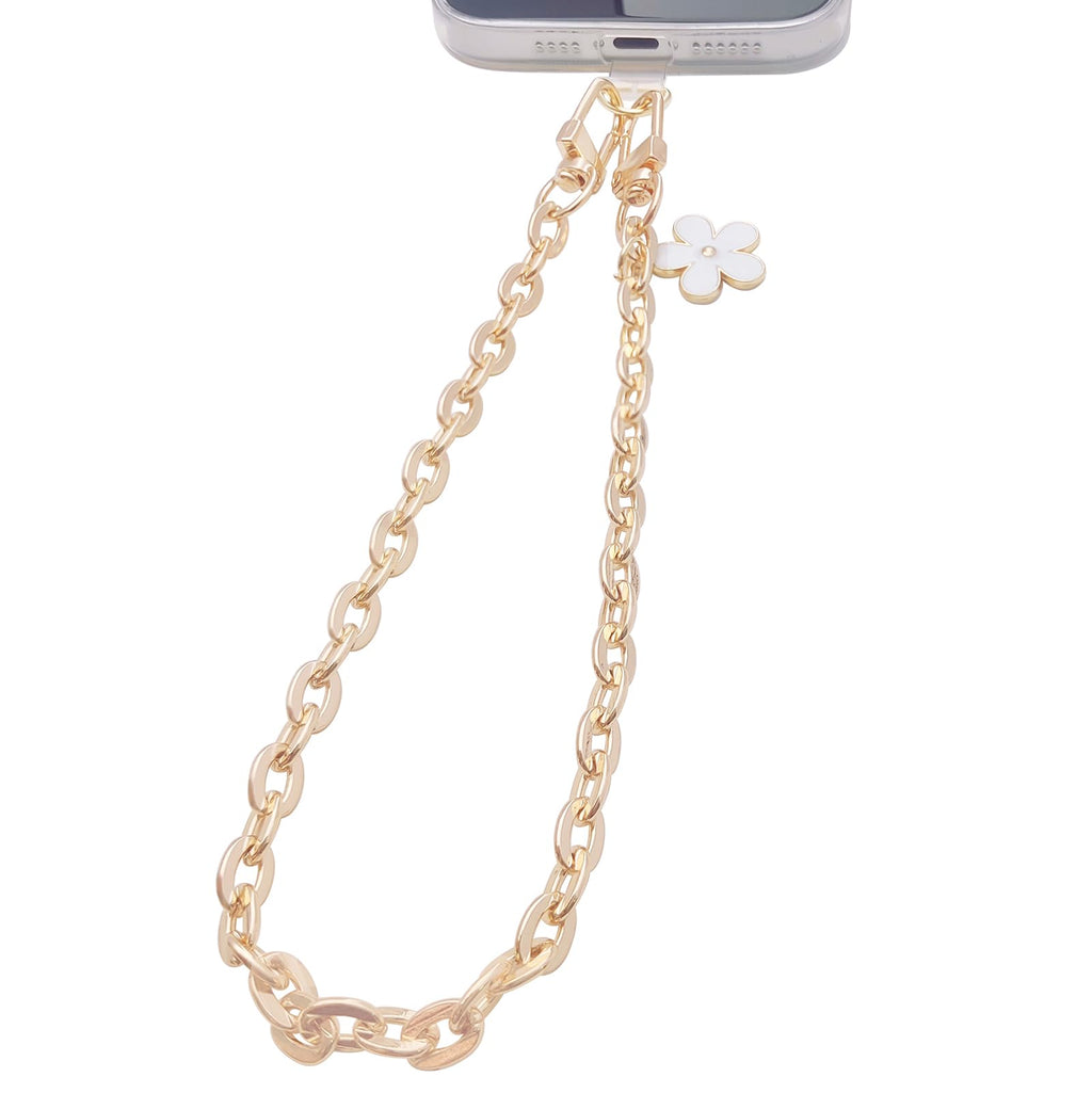 Beaded Phone Charm Strap Phone Wrist Strap Handmade Cellphone Lanyard with Tether Tab Wristlet Bracelet Phone Chain Strap Golden Metal