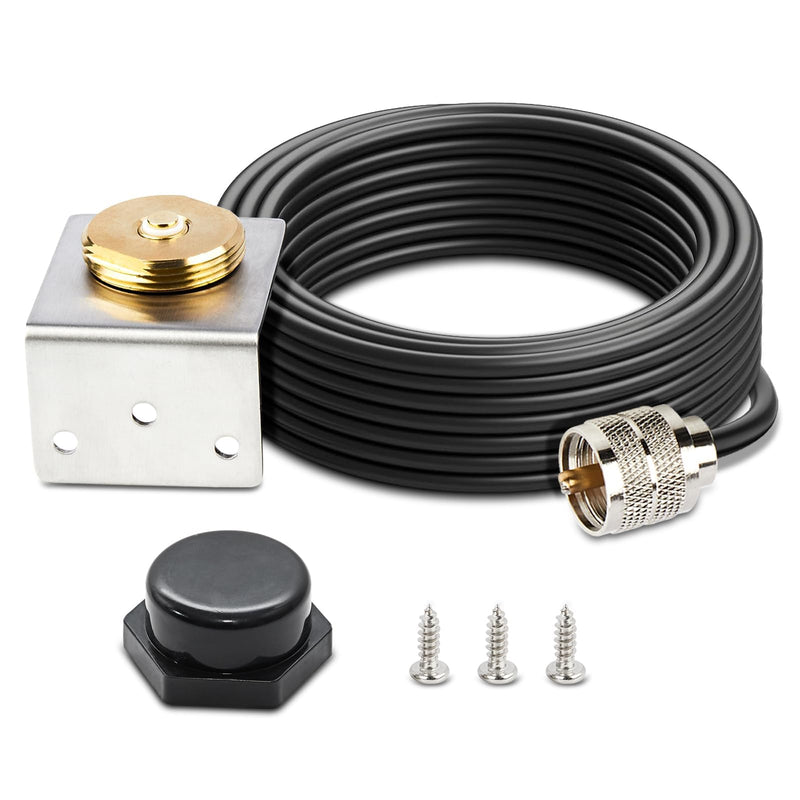 [AUSTRALIA] - Anina 3/4 Inch Hole Mount NMO L Bracket, 16ft RG58 Pure Copper NMO to PL259 Coax Cable with Waterproof Cap for VHF/UHF/CB Ham Radio Dual Band Antenna 