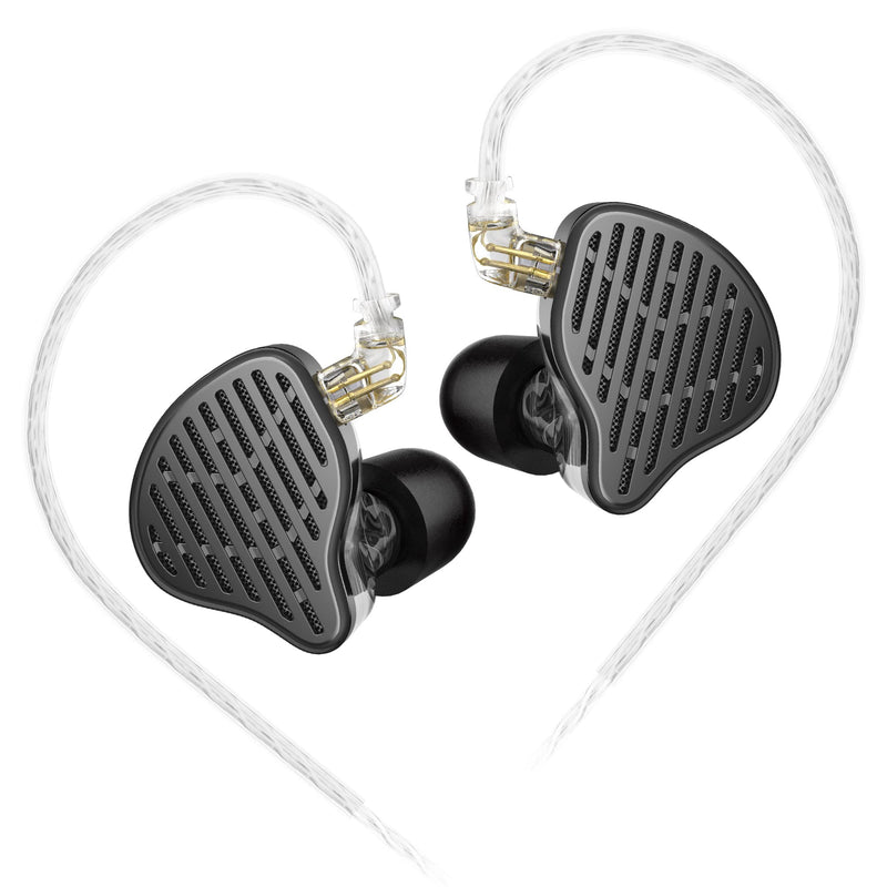 KZ x HBB PR2 in Ear Monitor Earphones 13.2mm Planar Magnetic Driver HiFi Wired Headphone Noise Cancelling IEM Earbuds with Detachable 2 Pin Silver-Plated Cable for Audiophile (Without Mic) SolidBlack no Mic